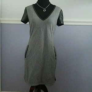 Banana Republic Vegan Leather styled Gray Dress